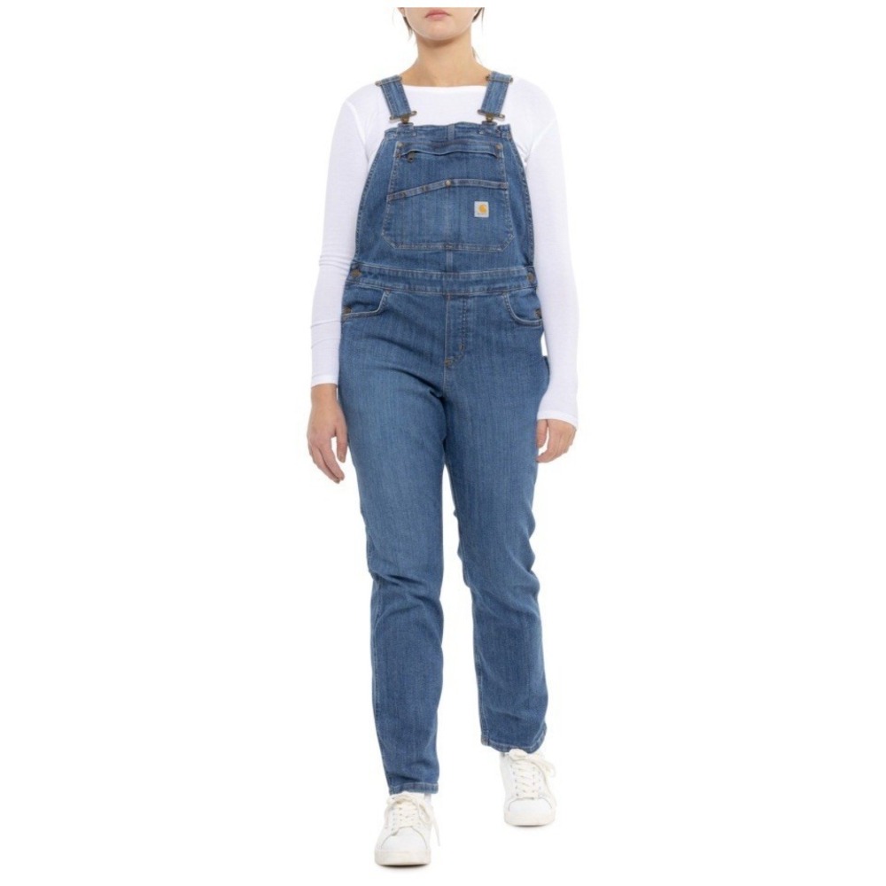 Carhartt  Rugged Flex Relaxed Fit Denim Bib Overalls Women's Large(12-14) 101600
